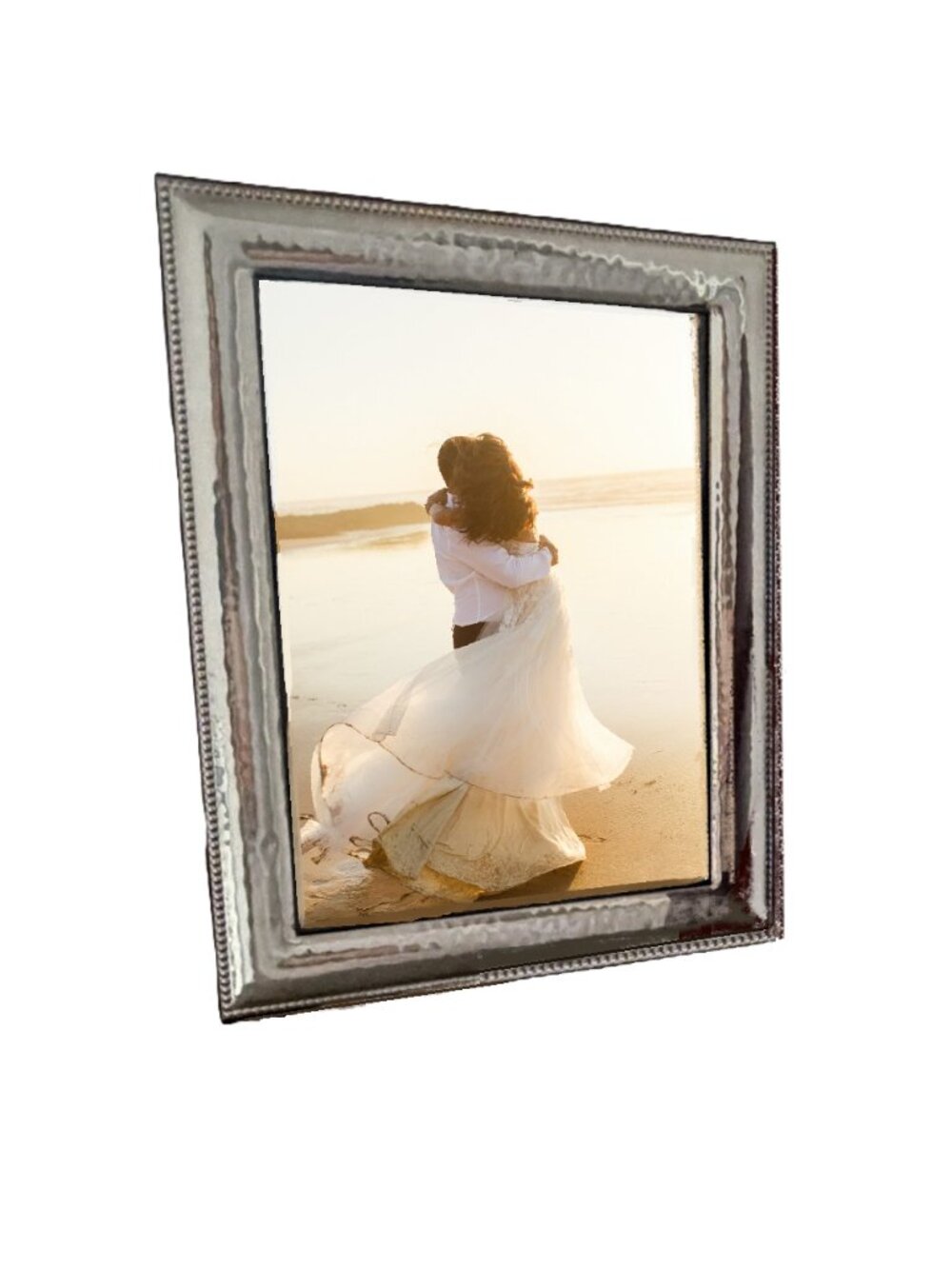 RE NOIR Italian Style Silverplated Photo Frame Hammered Finish 11.5 in X 9 in